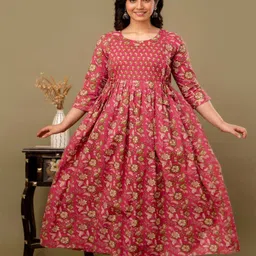 FASHION SWAG Women Floral Printed Pure Cotton Maternity Ethnic Dress-picture-35