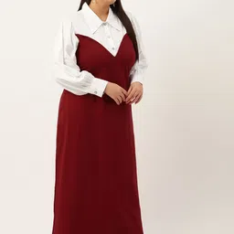 theRebelinme Women Colourblocked Plus Size A-Line Maxi Dress image 5