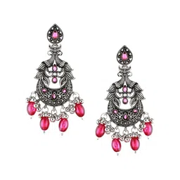 Jazz and Sizzle Silver-Plated Peacock Shaped Chandbalis Earrings image 2