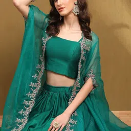 Biba Thread Work Ready to Wear Silk Lehenga & Blouse With Dupatta image 2