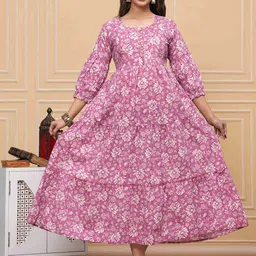 UrbanRang Women Floral Printed Maternity Fit and Flare Midi Dress-picture-39