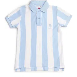 U.S. Polo Assn. Kids Boys Striped Polo Collar Cotton T-shirt image 4