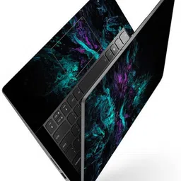 Techfit Full Body Laptop Skin Fits Size Upto 15.6 Inches - Cyan Megenta Rock Art Black Premium Stretched Vinyl Laptop Decal 15.6-picture-27