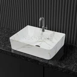 nekstone Wall Mount basin & tebal top basin Ceramic Wash Basin Glossy 703 (12x16x5 inch) Table Top Basin image 2