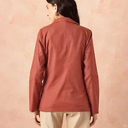 all about you Women Solid Double Breasted Casual Blazer image 4