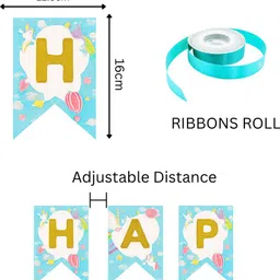 festylo Happy Birthday Banner for Kids | Pastel Blue Party Garland with Ribbon Theme Parties (HB-126) image 2