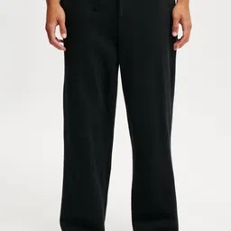 Men Solid Black Track Pants-image-2