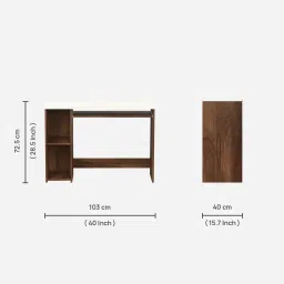 bluewud Mallium Study Table In Brown Maple & White Colour image 2