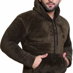 urban warms Men Full Sleeve Solid Hooded Sweatshirt image 4