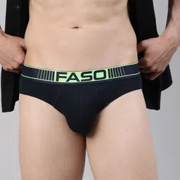 FASO Pack Of 2 Mid-Rise Cotton Basic Briefs FA1501-SQ-PO2-NAVY-CHESABLU image 4