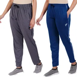 feel track Pack of 2 Women Solid Blue, Grey Track Pants-picture-24