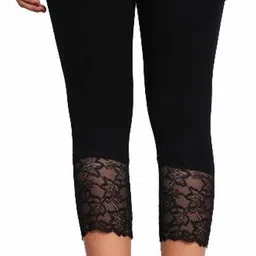 snowball Women's Stylish Net Capri Leggings Women Black, Black Capri image 2