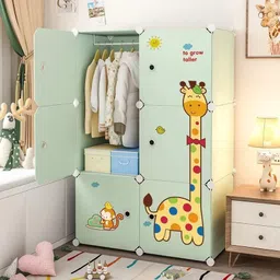 luhi 6-Door 8-Shelf Plastic almirah for kids, almirah of clothes ,cupboard PC Collapsible Wardrobe image 3
