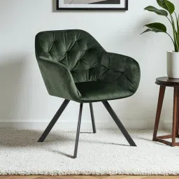 tanush furnitures Ivory Elan Tufted Velvet Accent Chair with Curved Armrest and Black Swivel Base- Green Colour-picture-21