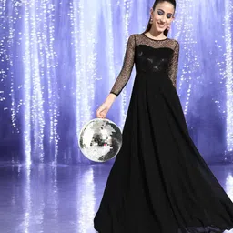 Women Maxi Black Full Length Dress-image-74
