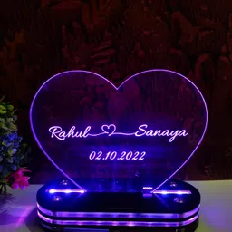 kosgai Customized Acrylic 3D Illusion Anniversary Multicolor LED Lamp Anniversary Gift Table Lamp image 1