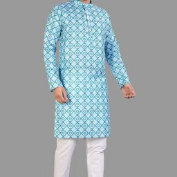 cellux Men Cotton Blend Kurta Pyjama Set image 4