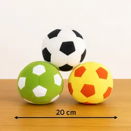 toyingly Soft Soccer Balls, Set of 3, Multi-Color - Black/White, Green/White, Yellow/Red - 20 cm image 3