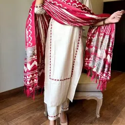 royal export Women Pure Cotton Kurta Pant Dupatta Set-picture-25