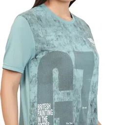 shaun Women Self Design Round Neck Cotton Blend Light Green T-Shirt-picture-46