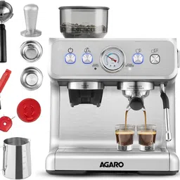 agaro Supreme Espresso Coffee Maker With Grinder, 20 Bars Semi Automatic 2 Cups Coffee Maker-picture-20