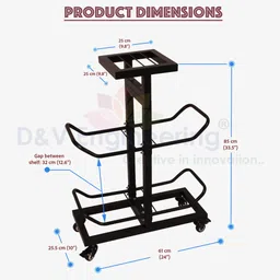 d&v engineering Water Can Stand, 20 ltr Water Bottle Stand, 20 Litre Water Dispenser Stand Iron Kitchen Trolley image 5