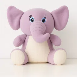 Soft Plush Elephant Stuffed Animal, Purple and White, Large Size, Blue Eyes - 30 cm-image-35