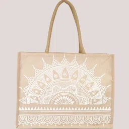 dazzle Women Beige, White Tote image 2