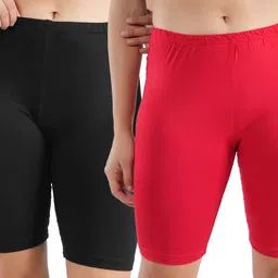 Pack of 2 Solid Women Multicolor Cycling Shorts-image-52