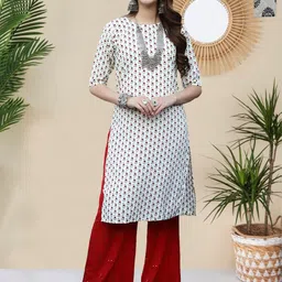 HERE&NOW Women Pack Of 2 Ethnic Motifs Printed Round Neck Straight Kurta-picture-30