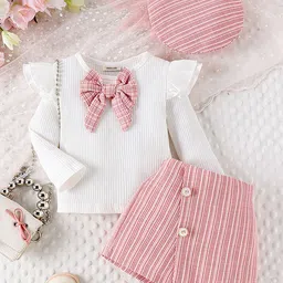 INCLUD Girls Striped Top with Shorts image 1