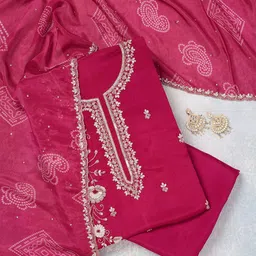 Koskii Floral Embroidered Unstitched Dress Material-image-96