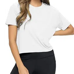 NOTWILD Women Solid Round Neck Cotton T-shirt-picture-18