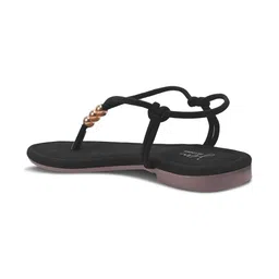 JM Looks Women Elegant Flat T Strap Sandals with Minimalist Bead Detailing image 3