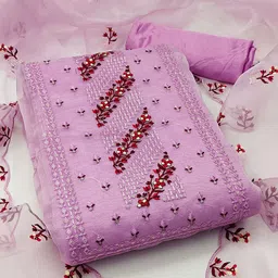 SAINOOR Embroidered Organza Unstitched Dress Material-picture-23