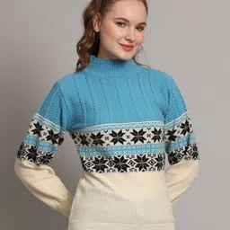 MODKLINE WITH MK Women Chevron Turtle Neck Woollen Pullover image 2