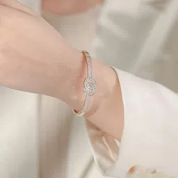 SZN Rose Gold-Plated Artificial Stones Studded Cuff Bracelet image 2