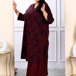 MIRAVAN Women Floral Printed Regular Pure Cotton Kurta with Sharara image 4