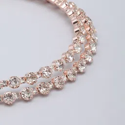 KPOP Rose Gold-Plated Layered Stone Studded Choker Necklace image 4
