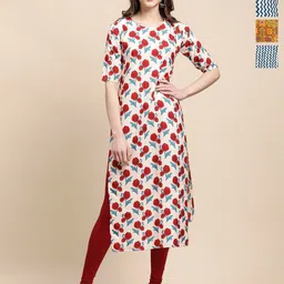 Ethnic basket Women Floral Printed Round Neck Kurta-picture-10