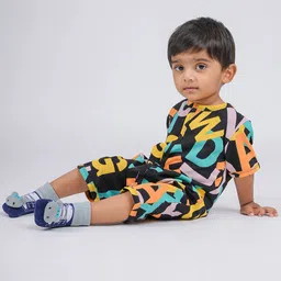 BE AWARA Kids Letter Graphic Printed Cotton Romper-picture-15