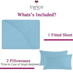 Trance Home Linen Blue Striped Pure Cotton 200 TC Single Bedsheet Set-2.74 m x 2.74 m image 5