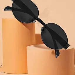 SPADEACES Unisex Set Of 2 Oval Sunglasses with UV Protected Lens GOLD BLACK & FULL BLACK image 3