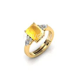 RRVGEM Yellow Sapphire 4.25 KT Pukhraj Gold Plated Adjustable Ring-picture-27