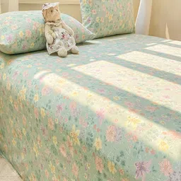 JC HOME Green Floral 140 TC Single Bedsheet Set 1.60 mx 2.30m image 5