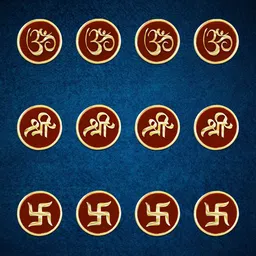 Comet Busters Indira Round Spiritual OM Swastika Shree Handcrafted Bindi - Maroon & Gold image 2