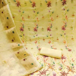 SAINOOR Embroidered Organza Semi-Stitched Dress Material image 2