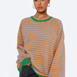 LULU & SKY Women Striped Round Neck Sweatshirt-picture-34