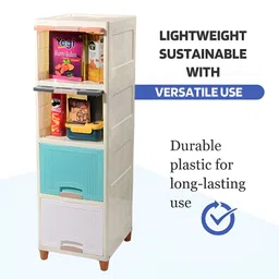 Kuber Industries White & Blue 2 Pieces Striped 8 Unit Foldable Cupboard Storage Organizers image 2