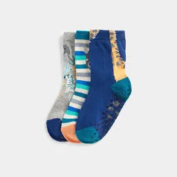 mothercare Infant-Boys Pack Of 3 Self-Designed Pure Cotton Ankle-Length Socks-image-61